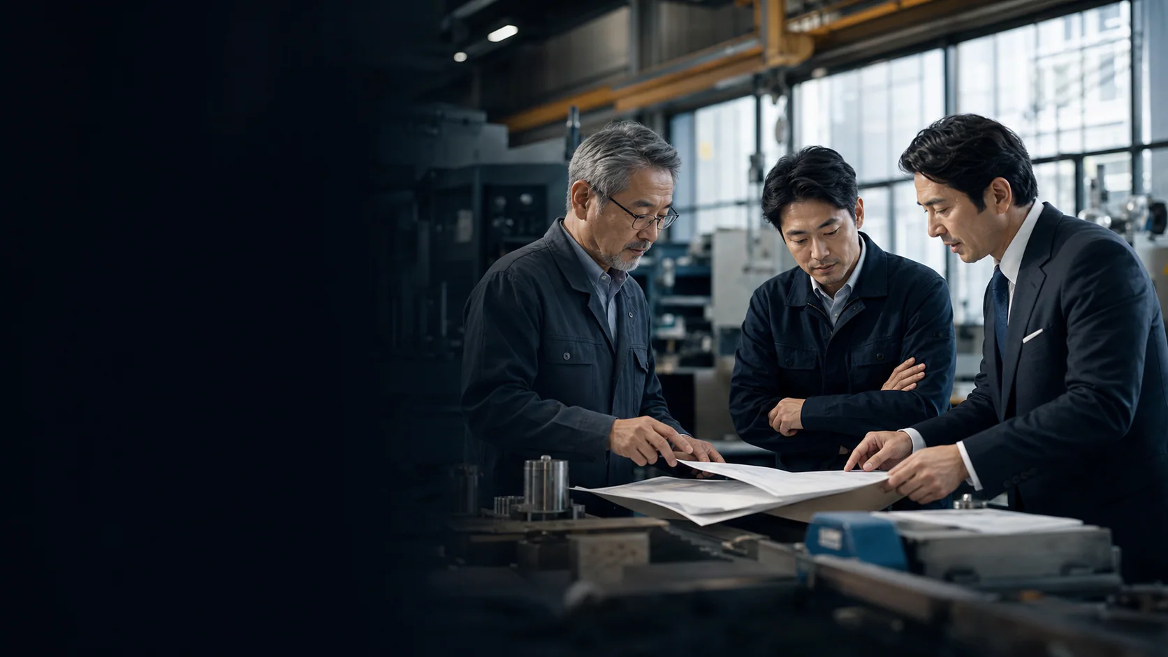 Japanese SME leaders and a cross-border advisor discussing the future of an operating business